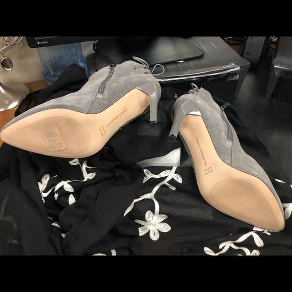 Genuine Grey Suede High Heel Boots Booties - Picture 3 of 6